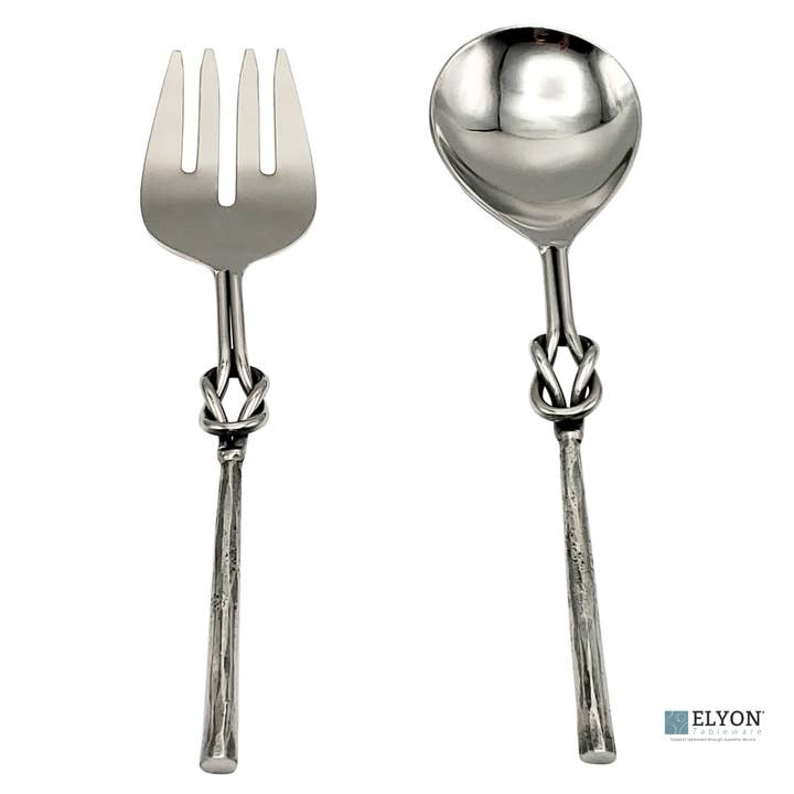 Elyon Tableware® - Wholesale Serving Utensil - Elyon Reef Knot Silver Salad Serving Set Hostess Set 2 Piece5