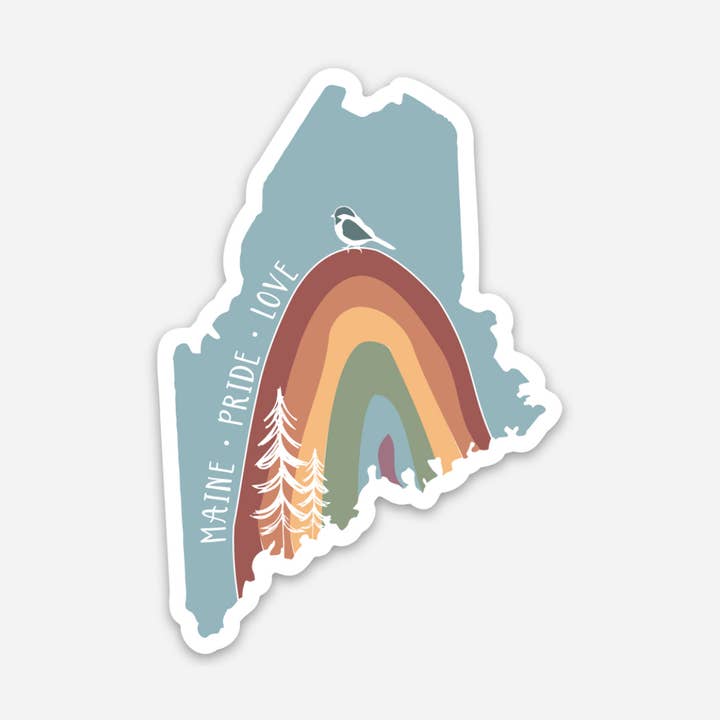 Maine Pride Love Sticker for wholesale by Reclaimed Maine Co.