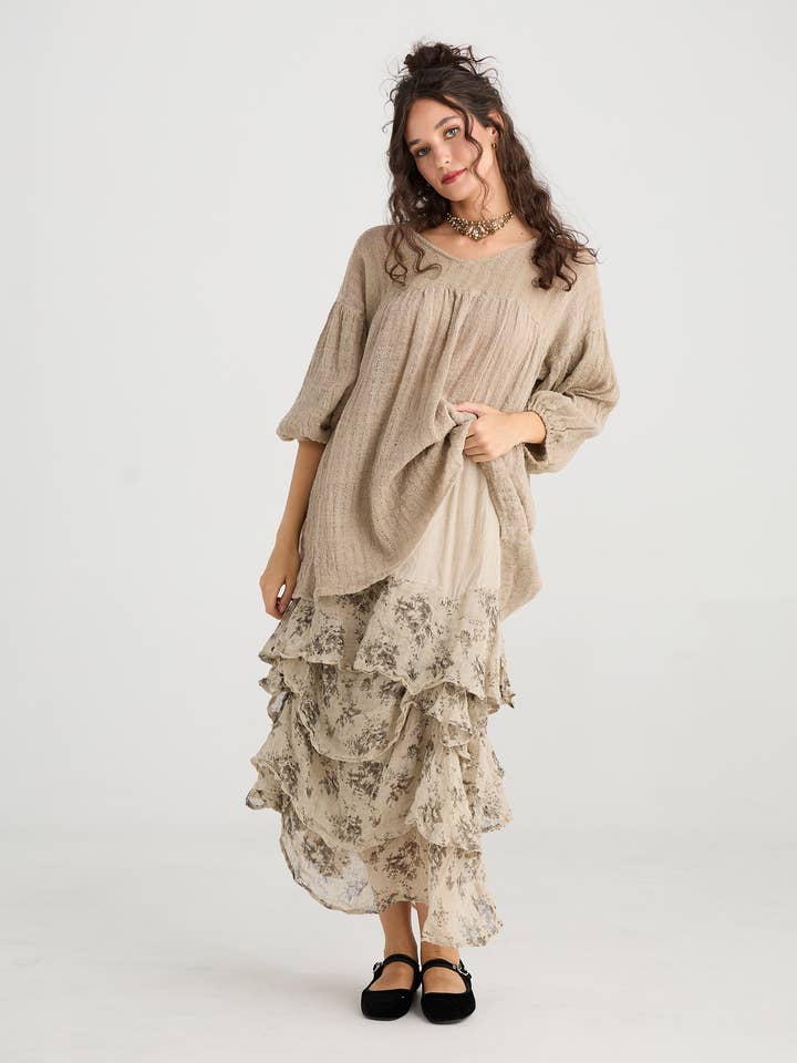 Miss Rose Sister Violet - Wholesale Skirt - Women's - WOMEN'S - Angelica Linen gauze floral skirt.