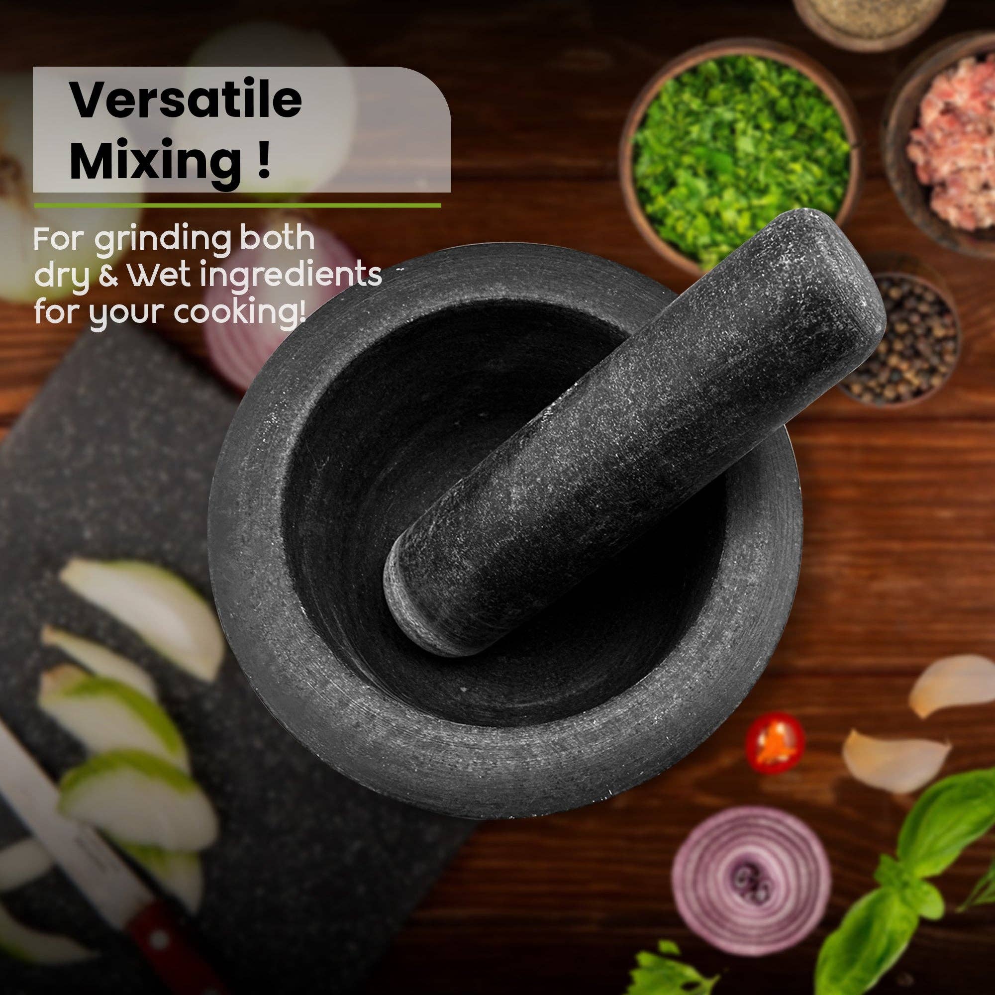 Ledsone - Wholesale Mortar & Pestle - Marble Pestle and Mortar Grinding for Spice Herbs Nuts~54717