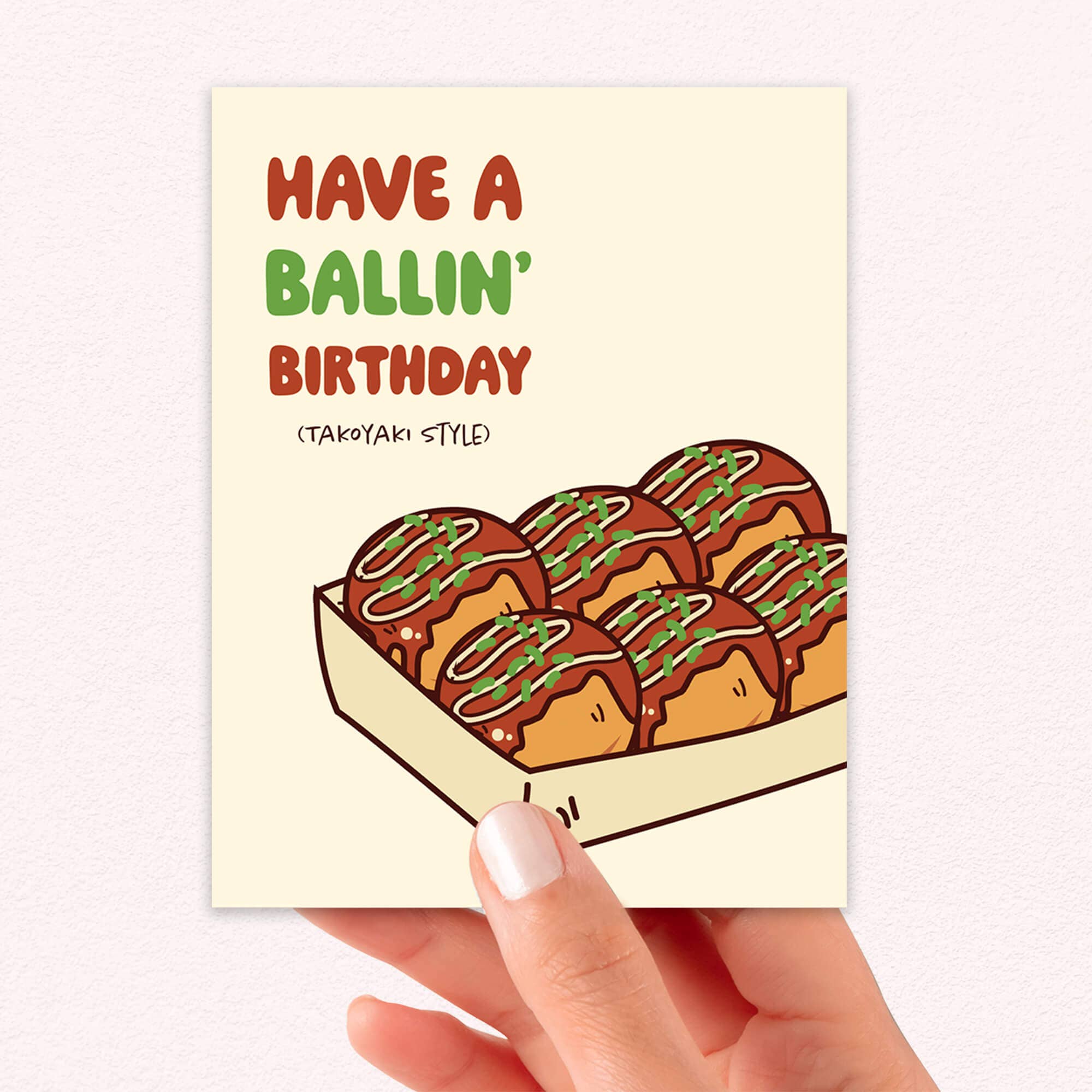 Cute Asian Cards - Vente Cartes d'anniversaire - Passe un anniversaire Takoyaki génial | Cartes de vœux asiatiques japonaises amusantes4
