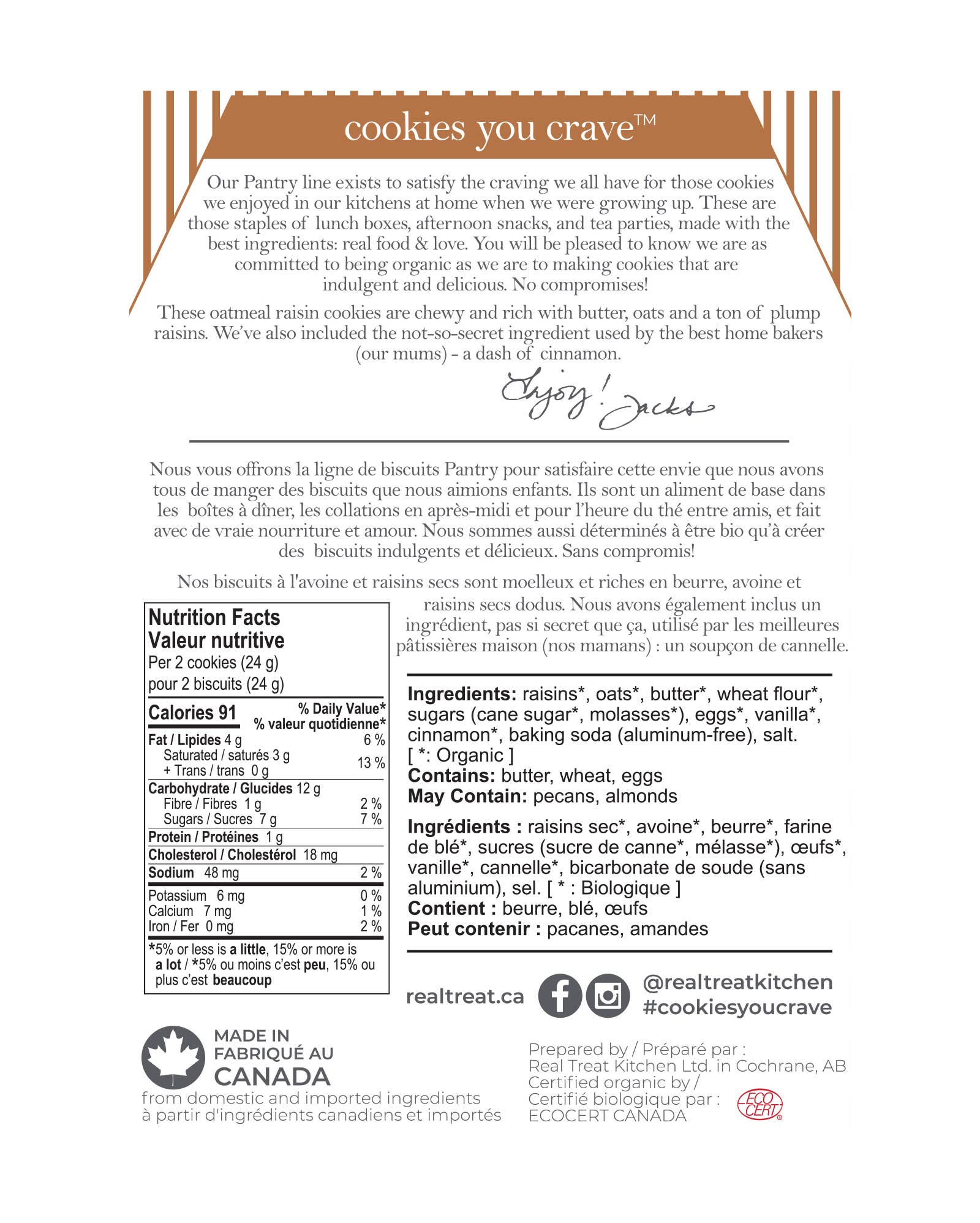 Real Treat – wholesale Biscuit – Oatmeal Raisin - Gourmet Organic Cookies3