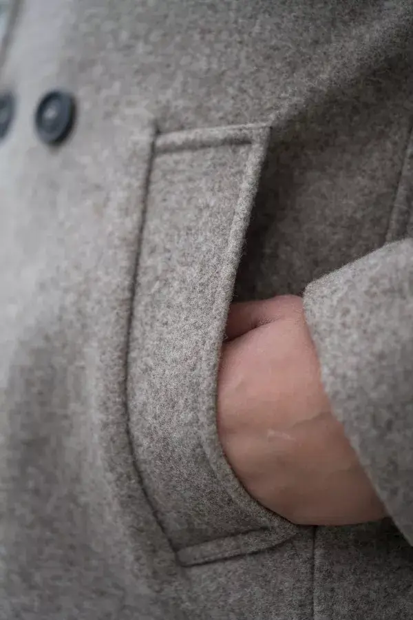 Co Grey Long Coat For Men - Pure Portuguese Wool for wholesale on Faire2