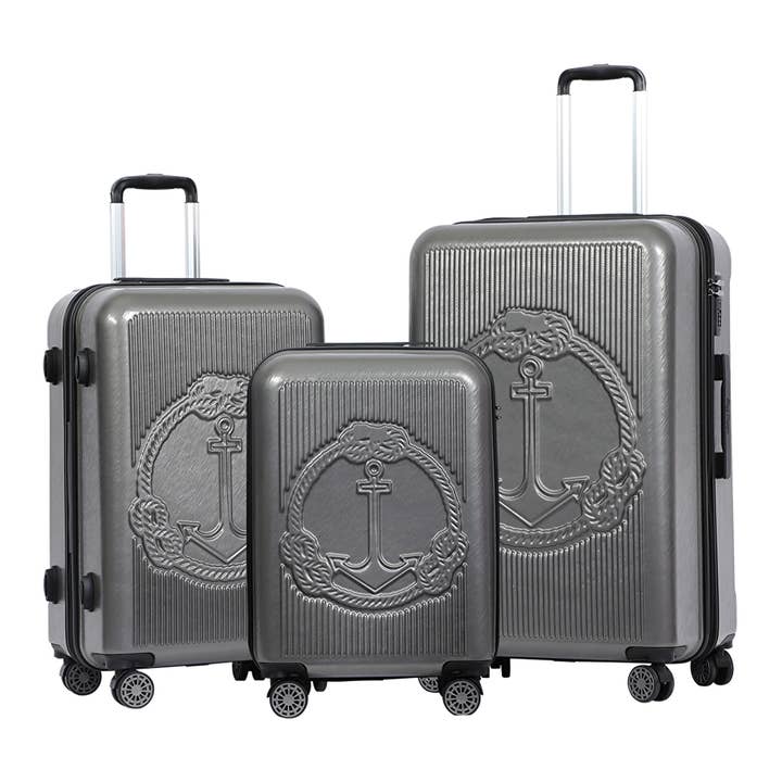 Set di valigie Biggdesign Ocean Hardshell Spinner, grigio, 3 pezzi per la vendita all'ingrosso da parte di Biggbrands