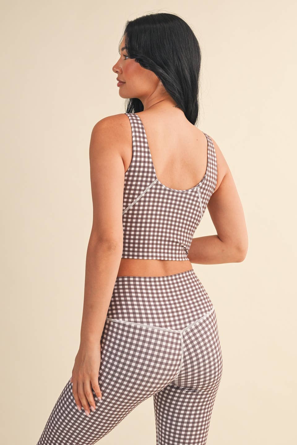 KIMBERLY C - Wholesale Sports Bra - Women's - Gingham Print Aligned Performance Cropped Tank Top33
