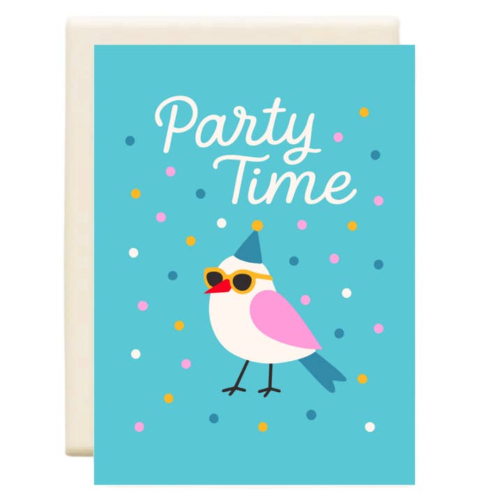 Party Time Bird Confetti V2 | Birthday Greeting Card for wholesale by Inkwell Cards