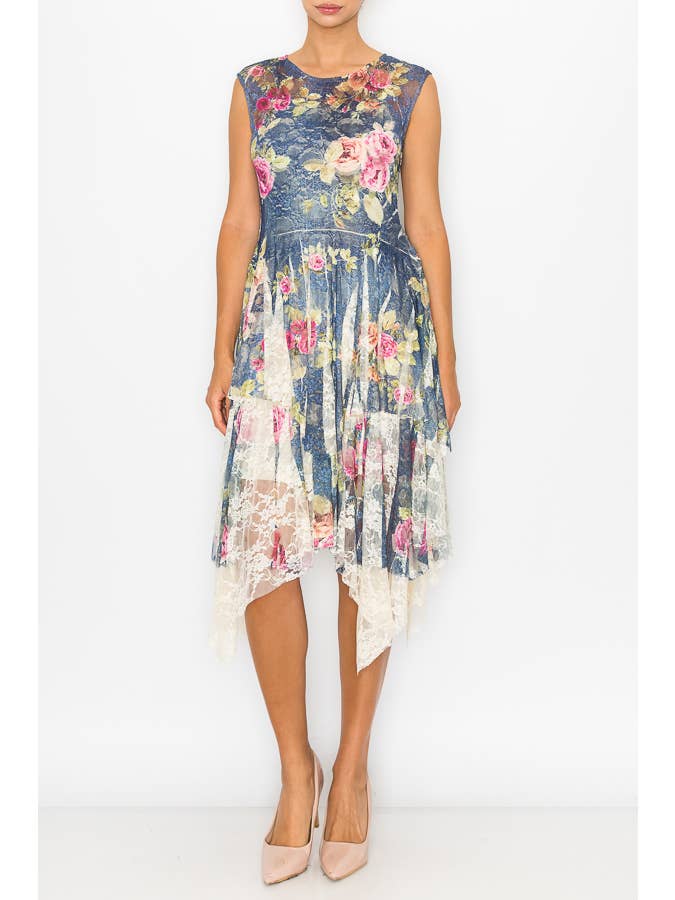 Origami Apparel ~ Lace and Crochet inspired - Wholesale Dress - Women's - OLS-4609 BG/DE ROSE