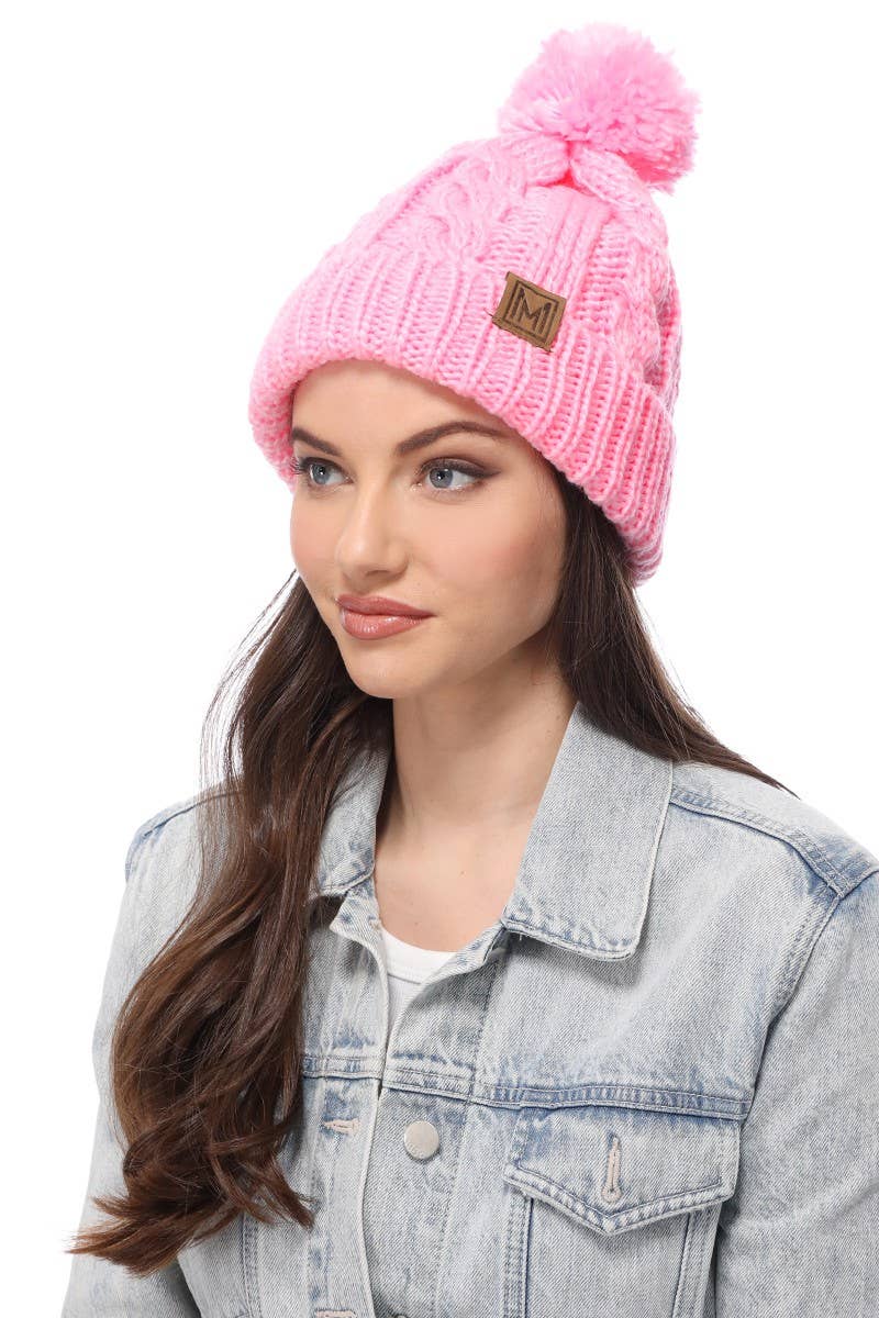 Fashion City - Wholesale Beanie - Women's - Winter Cable Knit Beanie Hat with Fleece Lining3