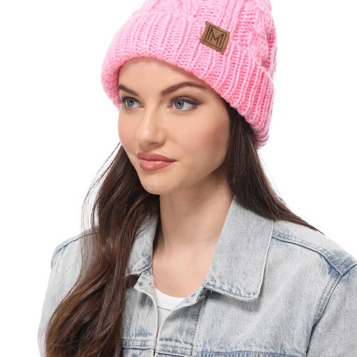 Fashion City - Wholesale Beanie - Women's - Winter Cable Knit Beanie Hat with Fleece Lining3
