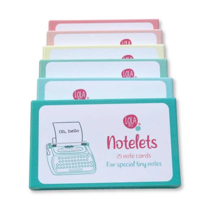 Notelets, tiny note card set for wholesale by Lola Arts
