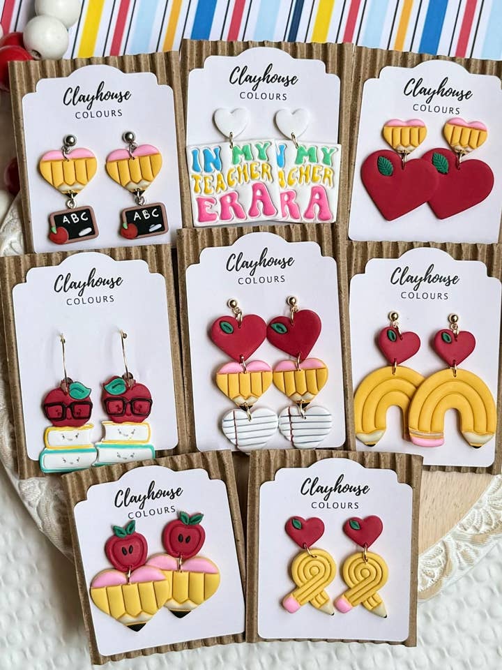 School Earrings | Teacher Earrings for wholesale by Clayhouse Colours