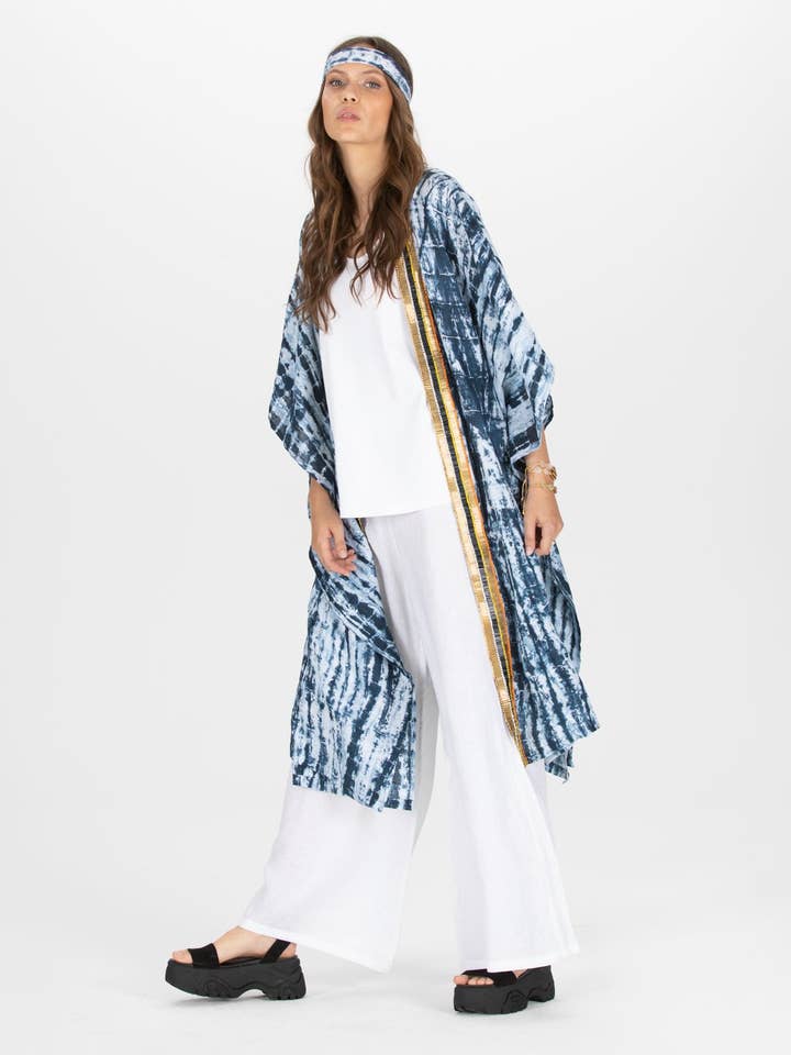 Kimono en lin Tie Datik pour la vente par Shiva Diva
