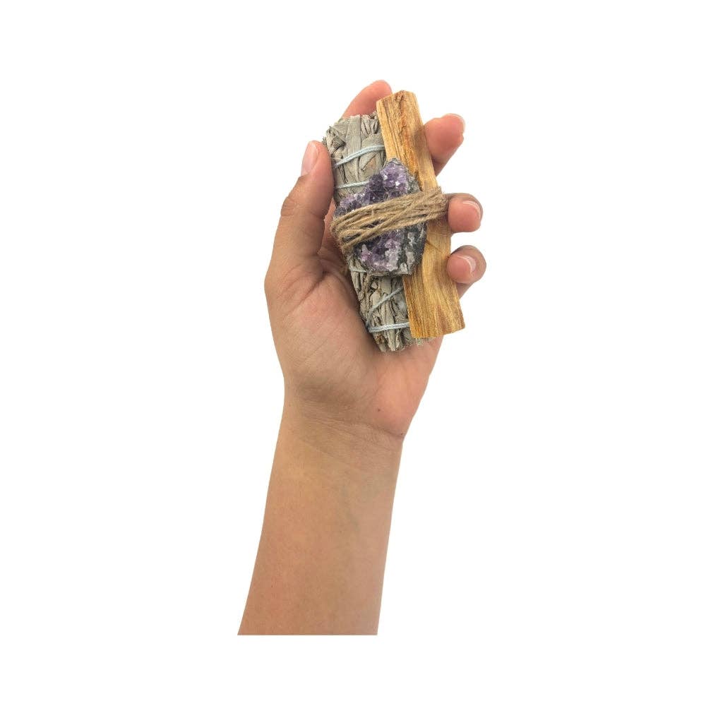 Earths Elements Wholesale - Vente Bâton de sauge - Bundle Sage - Cristal améthyste2