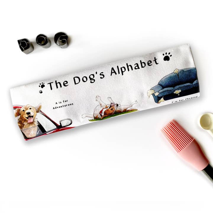 The Dog's Alphabet Tea Towel for wholesale by Yeti Cards & Gifts