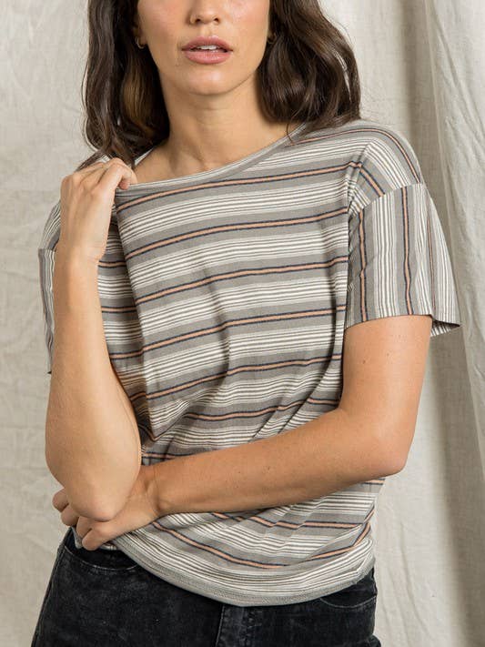 Classic Stripe Tee - Altura do Modelo Não Especificada por atacado de Polagram by Wellmade USA