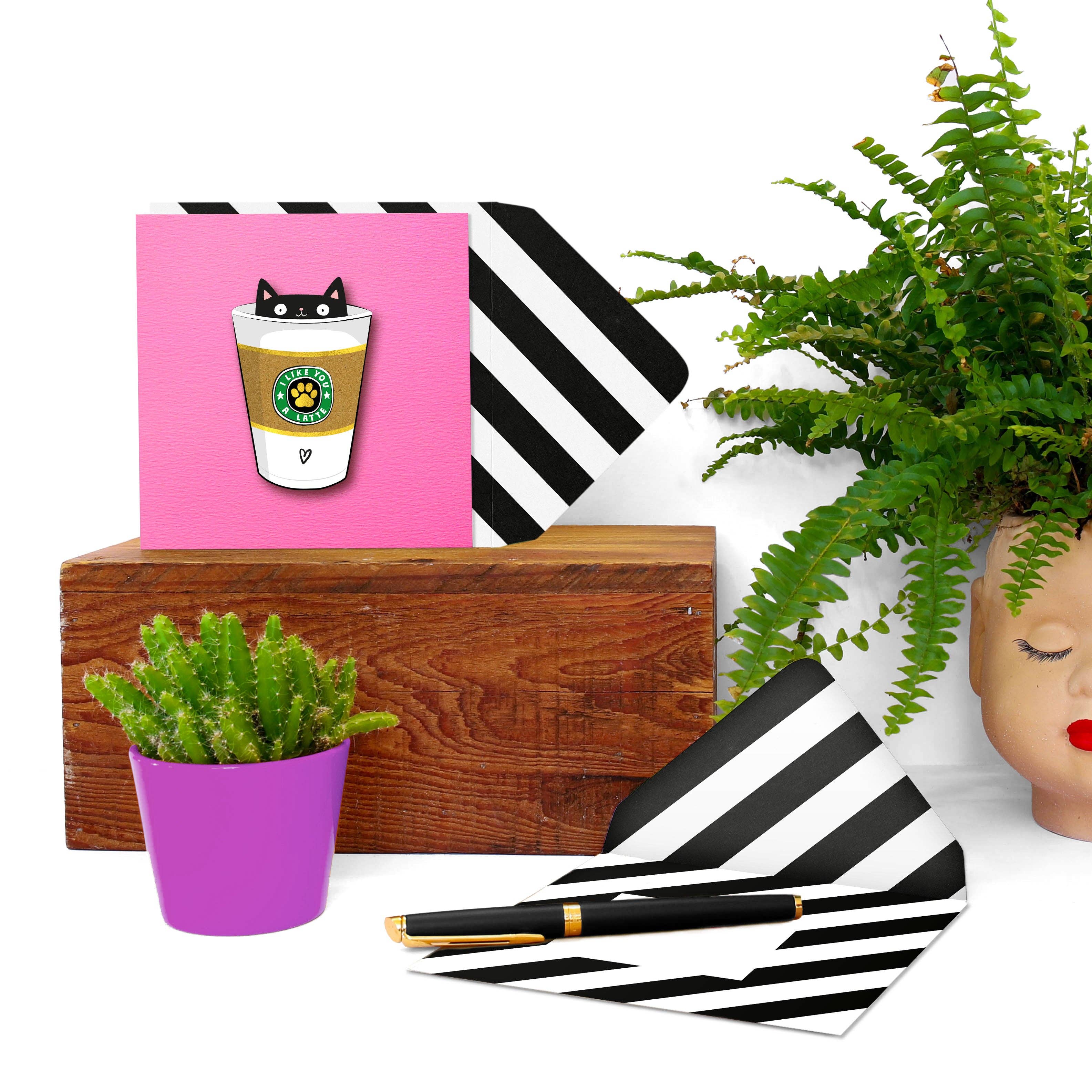 Tache – wholesale Vardagliga hälsningskort – Jag gillar dig en latte, handgjort jubileumskort2