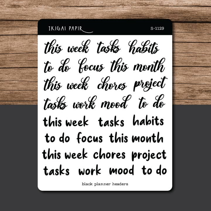 Stickerblad met Planner Header voor wholesale door Ikigai Papir