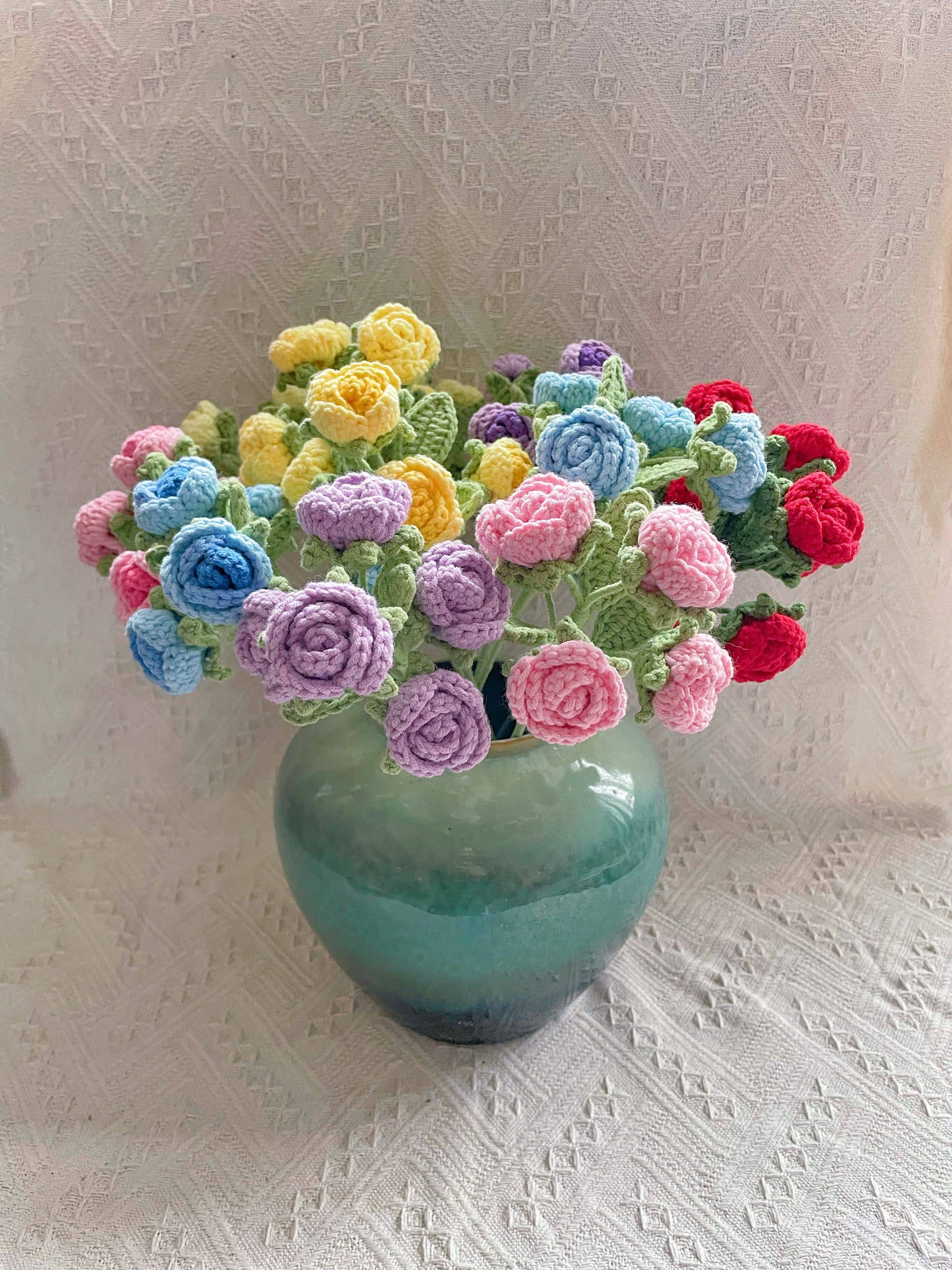 Miss Peachy – wholesale Artificial flowers – Multi-heads Crochet Rose Bouquets0