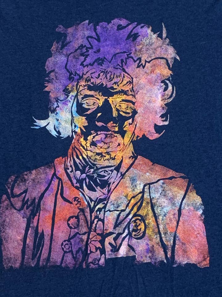 Jimi Hendrix Håndmalet bambus Tee for engroshandel hos Third Wolf Designs