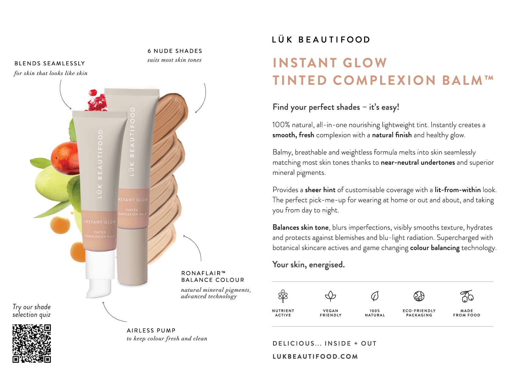 LÜK BEAUTIFOOD [🇦🇺 AUS + USA🇺🇸] - Vente Crèmes hydratantes teintées - NUDE 4 (Medium) - Baume pour le teint teinté Instant Glow 30 ml16