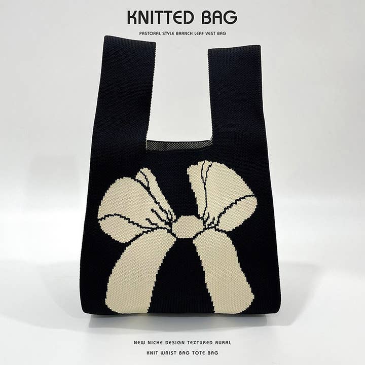 ACCITY - Wholesale Tote Bag - Women's - WOMEN SIMPLE BOW KNITTED HANDBAG_CWAB1544