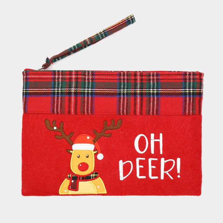 Sensibling Corp. - Wholesale Pouch - Unisex - Oh Deer Letter Reindeer Christmas Pouch Bag1