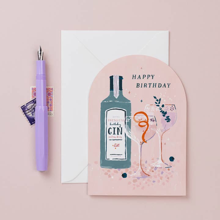 Sister Paper Co. - Wholesale Birthday Card - Happy Birthday Gin Card | Birthday Cards | Cocktail Card
