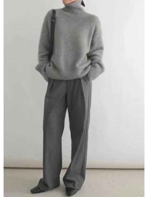 Lark & Lily Boutique - Wholesale Knit Sweater - Women's - Cozy Grey Turtleneck Sweater - Chic Comfort