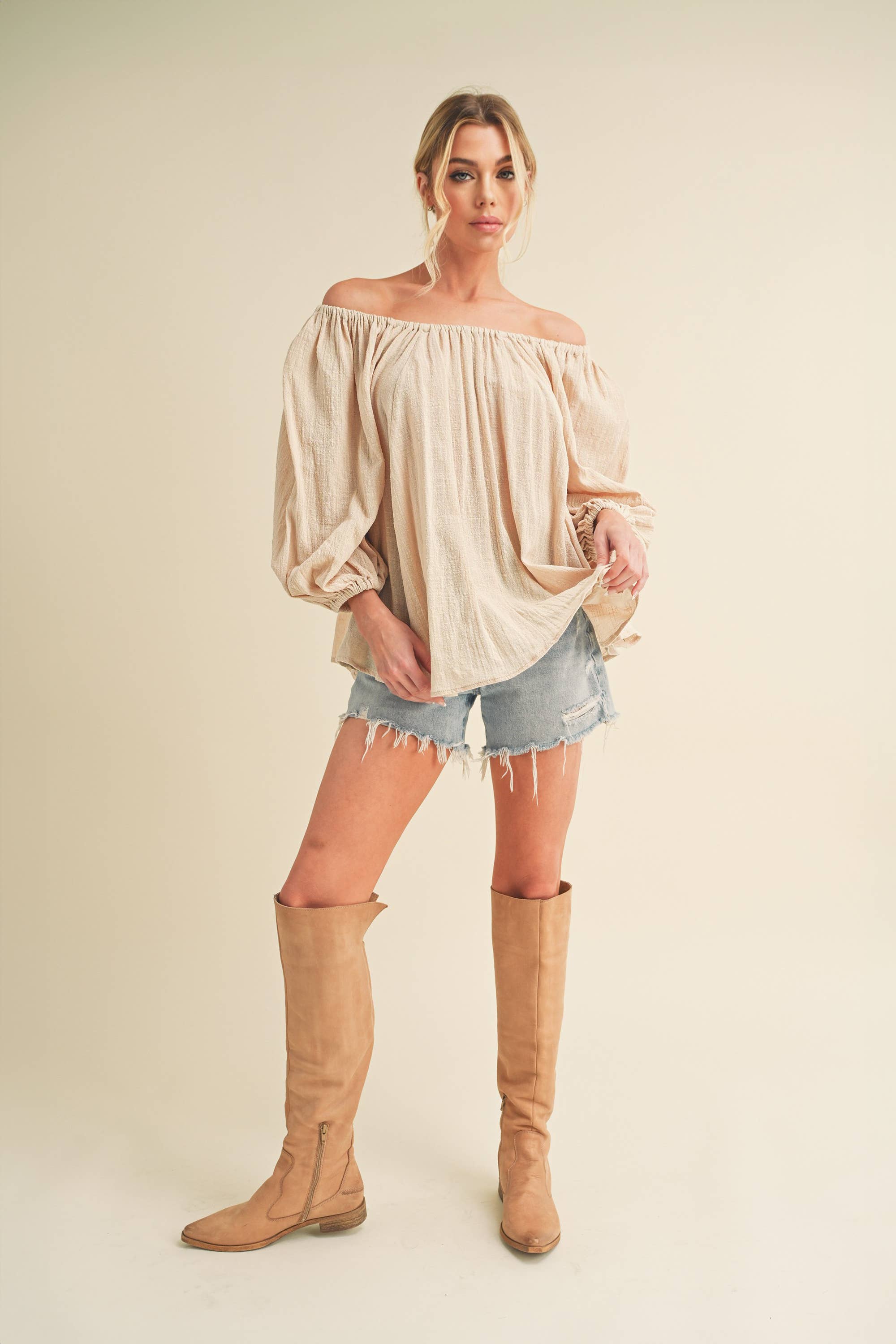 AEMI + CO - Wholesale Dress - Women's - 495DN Nately Off Shoulder Tunic Dress 610