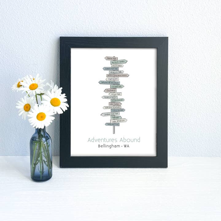 Bellingham Art Print - Local Signpost Series for wholesale by Three in Kind