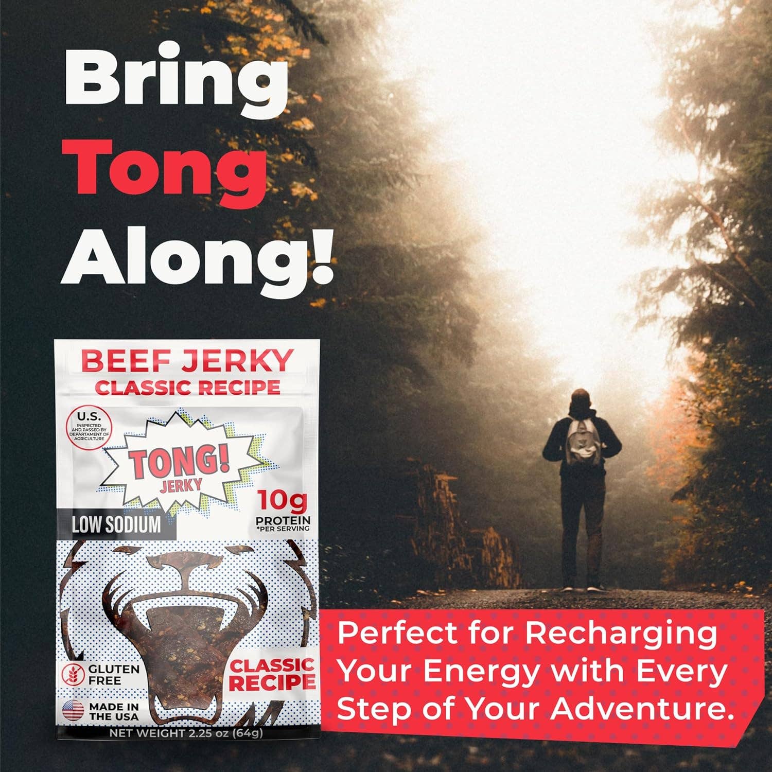 Tong Jerky - Wholesale Jerky - Beef Jerky 12 Pack - Savoury Beef Jerky - Keto, high protein3
