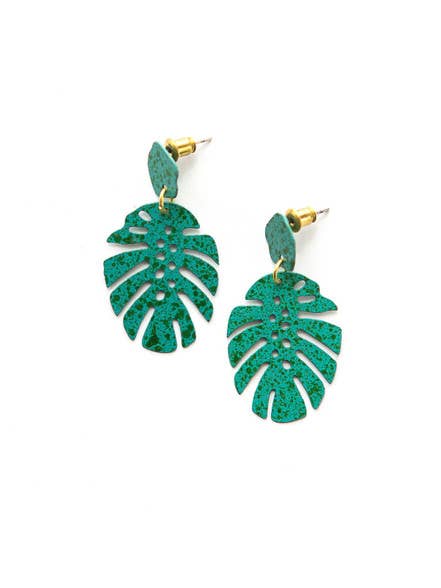 Fair Anita – wholesale Hängande örhängen – Monstera Studs4