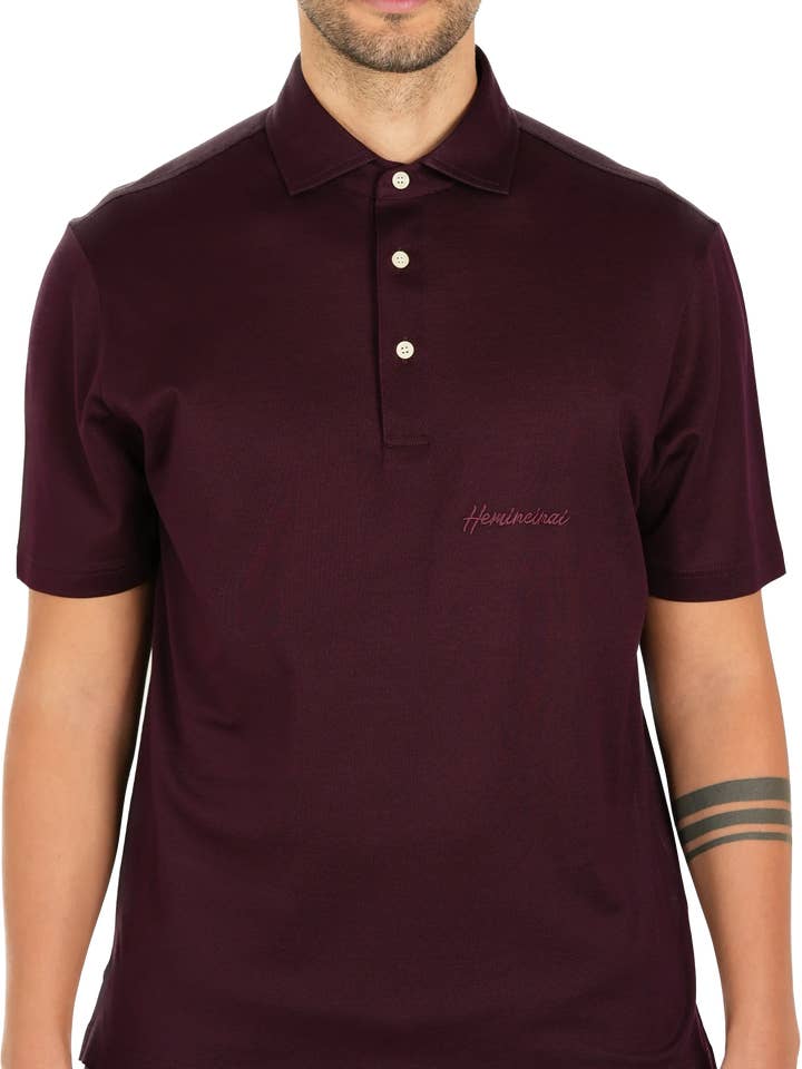 HEMPOLO Bordeauxfarbenes Kurzarm-Poloshirt für den Großhandel von HEMINEINAI