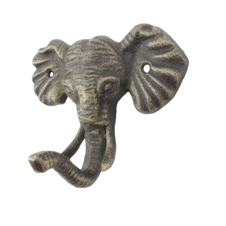 Hampton Ironworks - Wholesale Wall Hook - Rustic Gold Cast Iron Elephant Hook 5"1