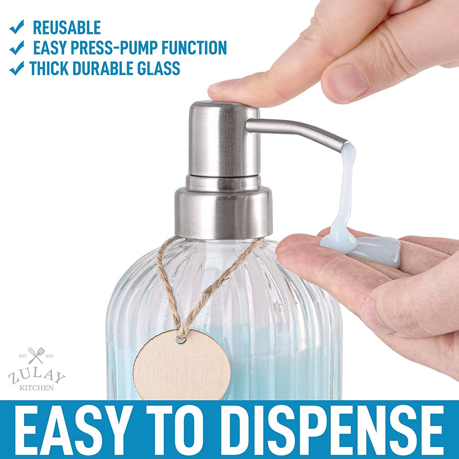Zulay Kitchen – wholesale Tvåldispenser – Glasdispenser för handtvål – 473 ml3
