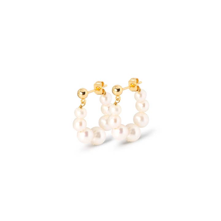 Juego de aretes/aro #PearlStringEarRing dorado de 18 quilates para venta al por mayor de Dropps By Szhirley