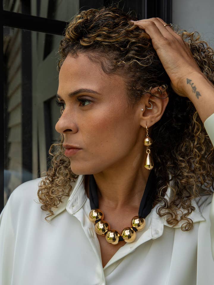 Sandhurst Tear Drop Earrings | Gold for wholesale by CHALK