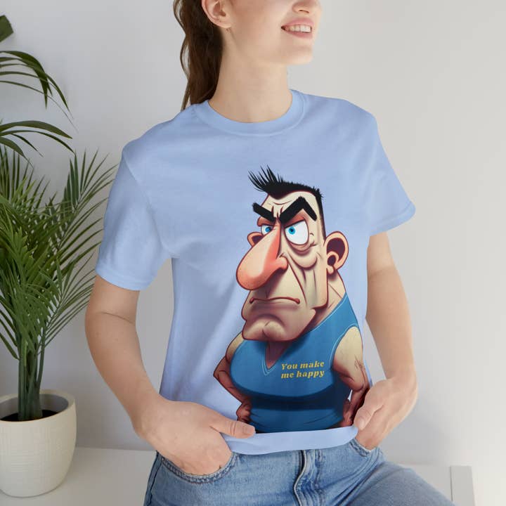 Funny Big Nose Man Cartoon T-Shirt with "You Make Me Happy" for wholesale by Victorholistics
