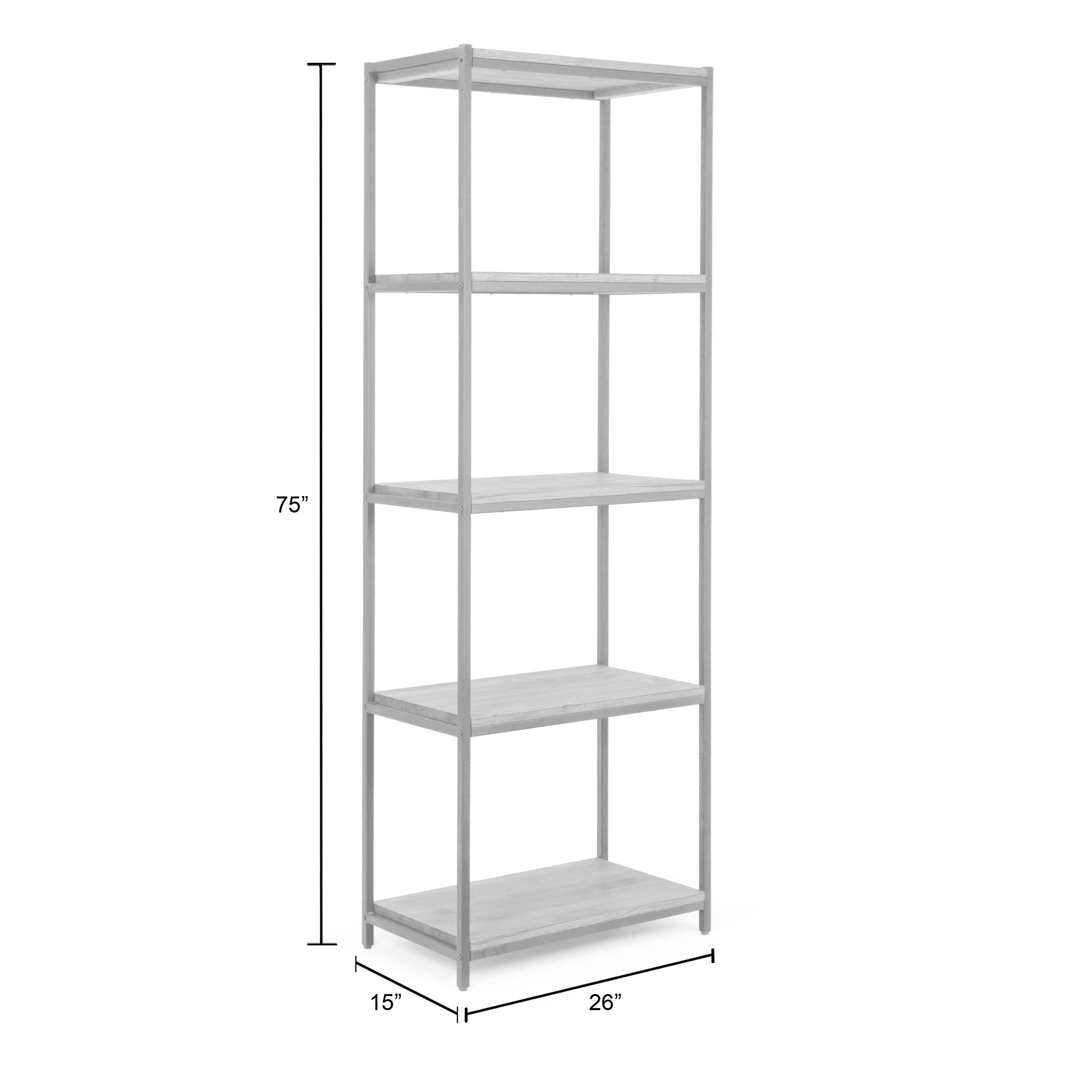 Glamour Home - Wholesale Free Standing Shelf - Ailis Pine Wood Etagere Bookcase with Metal Frame2