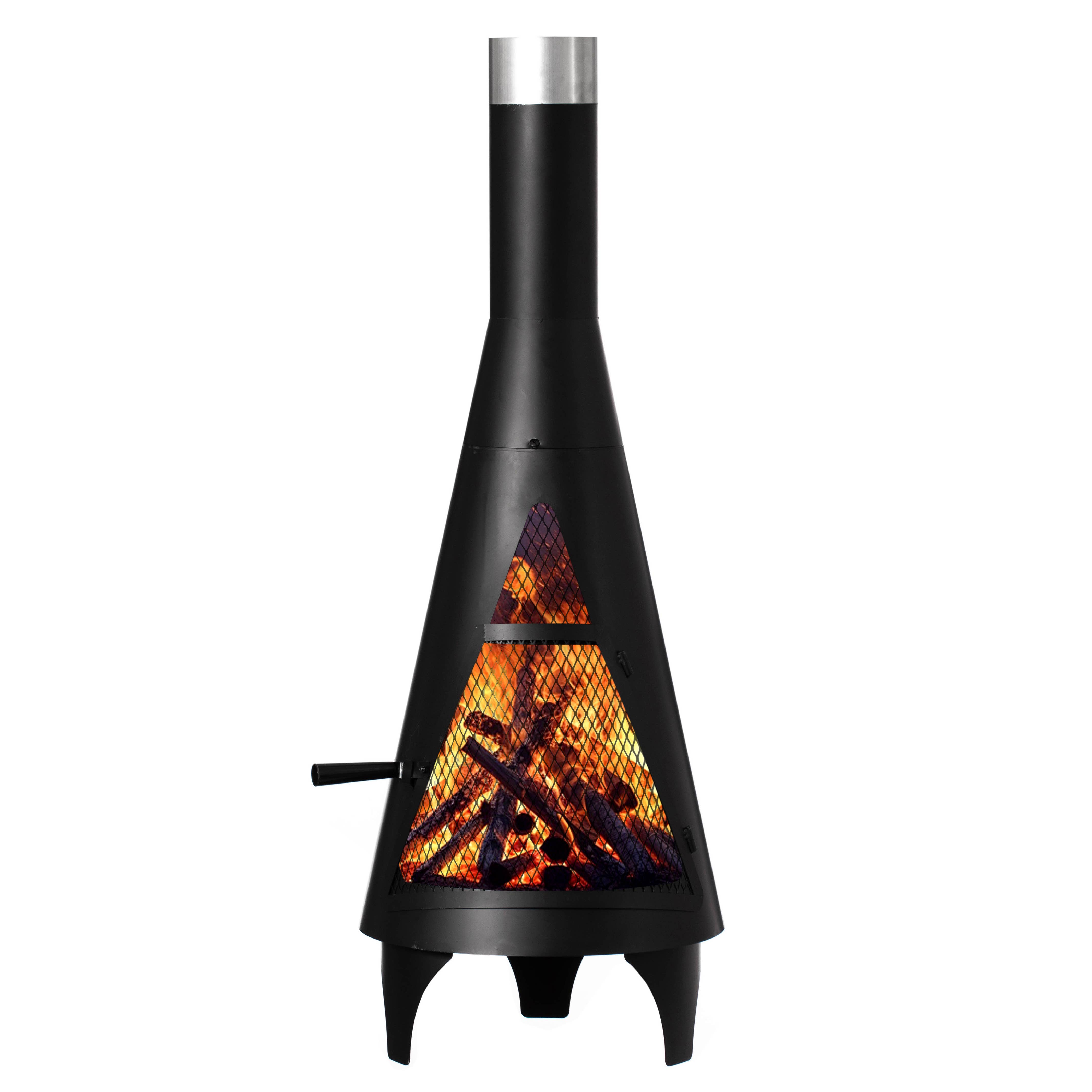 Quickway Imports – wholesale Fire pit – 50" Black Outdoor Metal Wood Burning Chimenea Patio Heater0