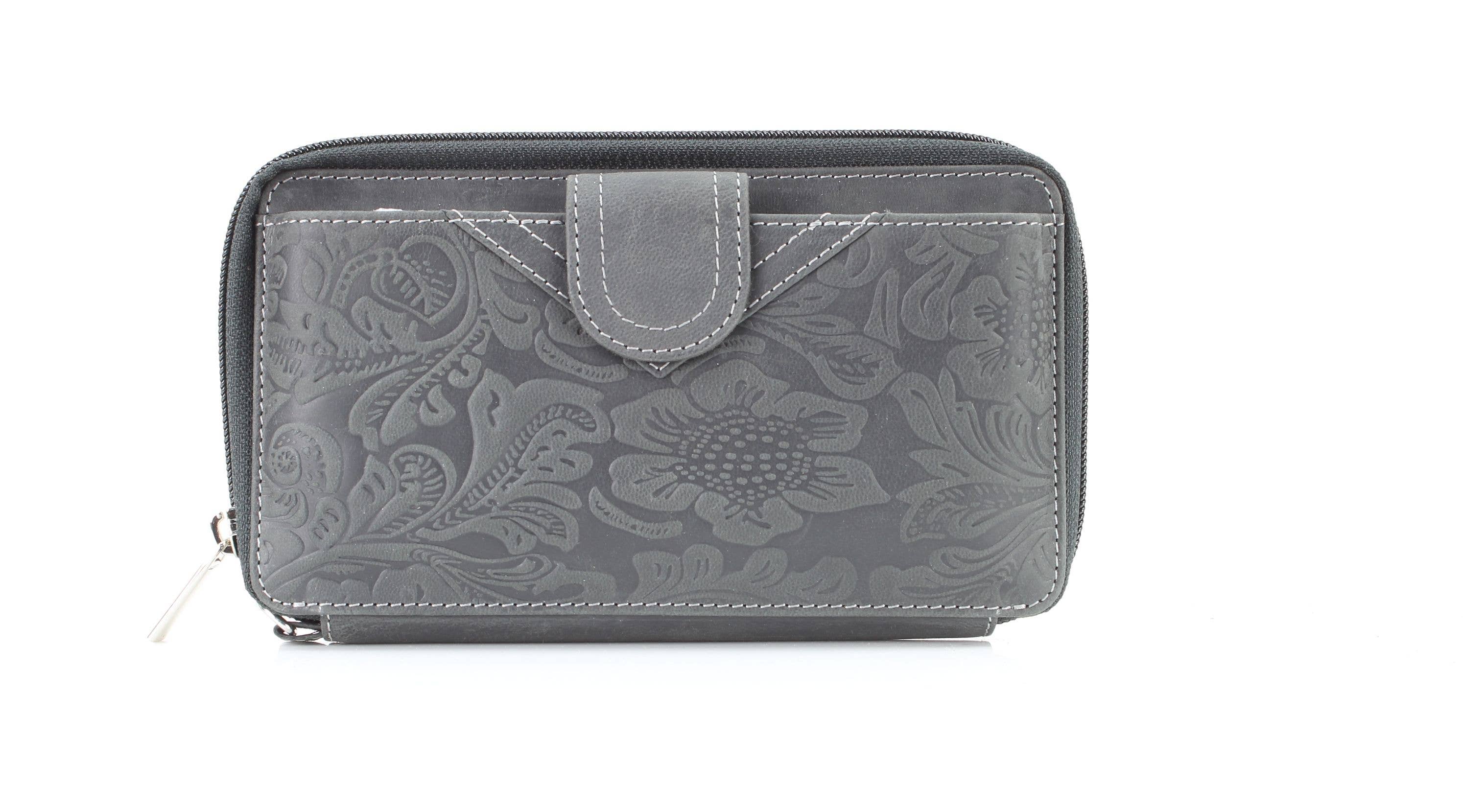 Leather Impressions Inc - Wholesale Wristlet - American Bison Floral Tooled Ladies Wristlet0