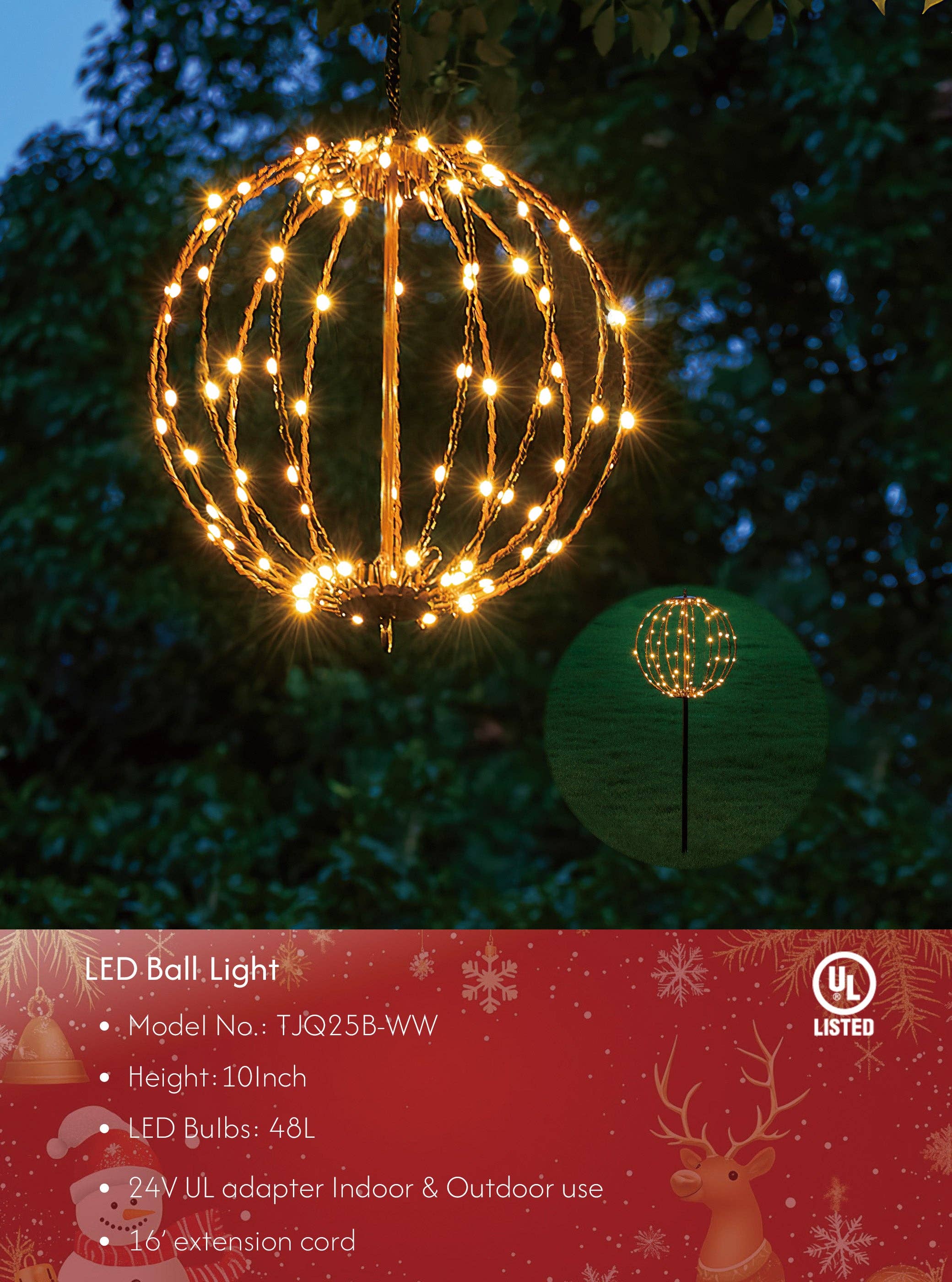 LIGHTSHARE - Wholesale Outdoor/Lawn Light - LED Ball Light, Warm White, Various Sizes and Finishes0