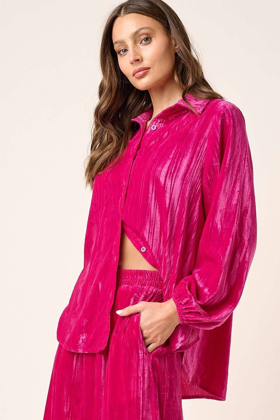 mittoshop - Wholesale Lounge Set - Women's - TEXTURED VELOUR LONG SLEEVE SHIRT AND PANTS SET1