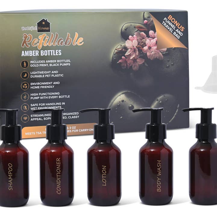 Bottiful Home - Wholesale Travel Container - 3 oz Plastic Travel Bottle Set w Clear Zippered Bag4