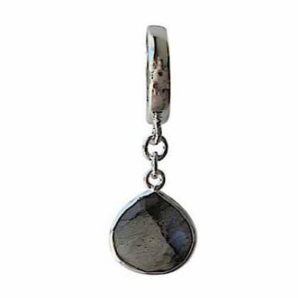 Mini Creole Heart Labradorite Silver (Sold Per Unit) for wholesale by CLAIRE BERTEAU