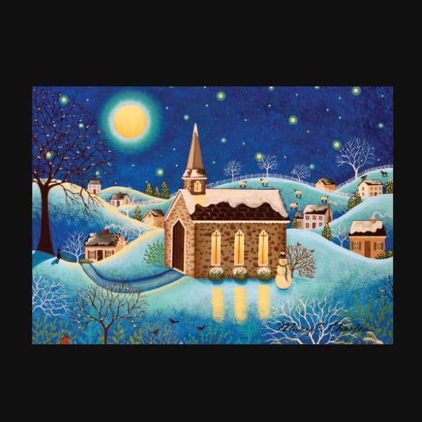 Carte blanche Mary Charles Country Church 5x7 pour la vente par Greetings From Hospitality Lane