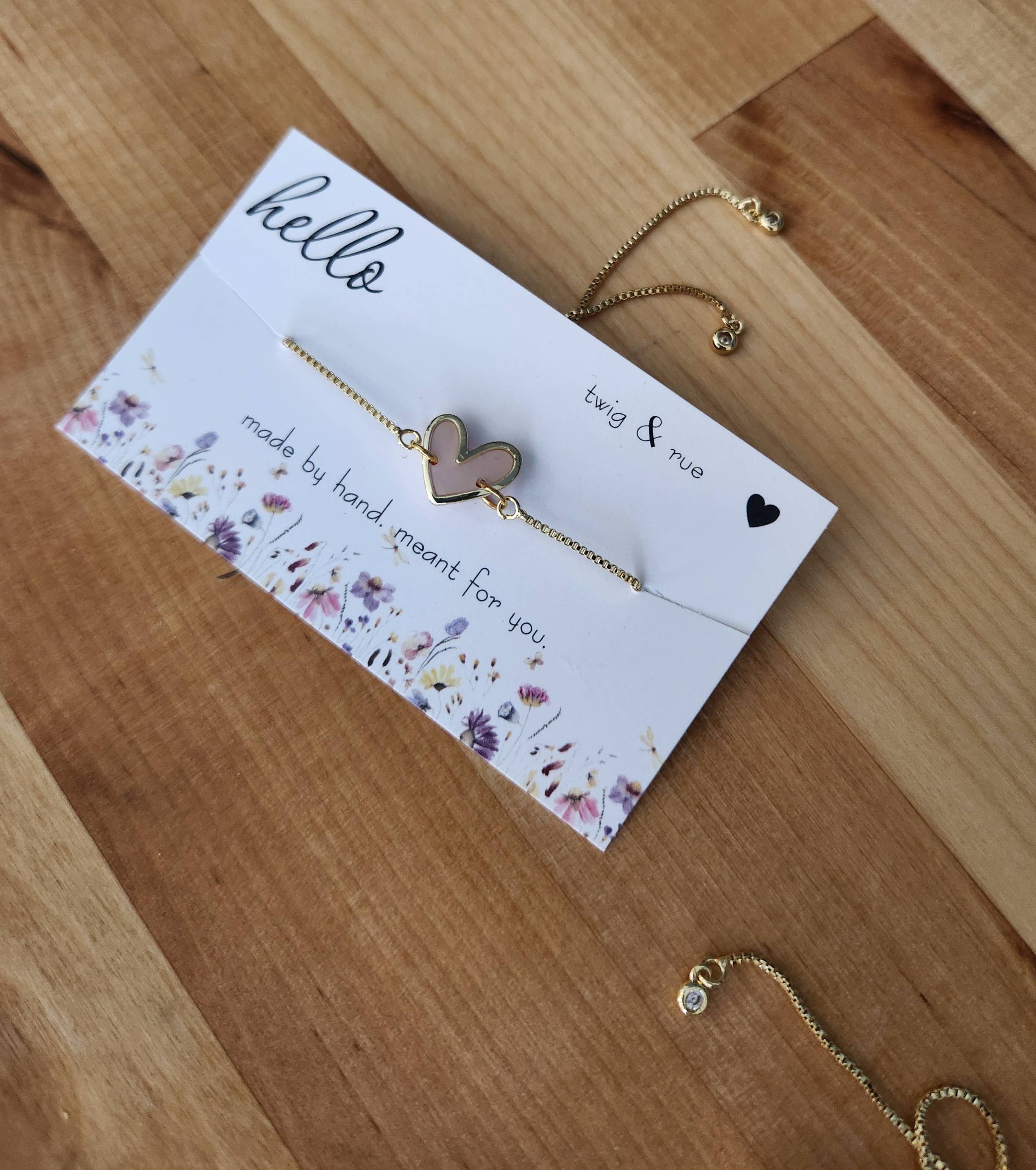 Twig & Rue boutique - Wholesale Charm/Dangle Bracelet - Gold Heart Slider Bracelet- 18k gold plated4