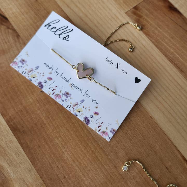 Twig & Rue boutique - Wholesale Charm/Dangle Bracelet - Gold Heart Slider Bracelet- 18k gold plated4