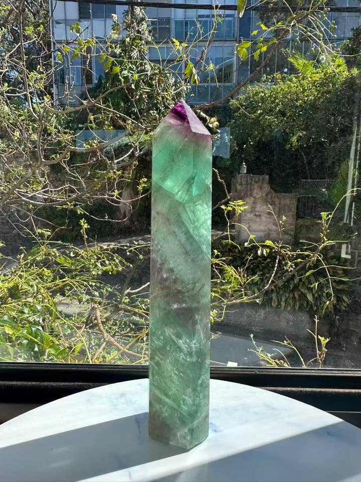 Large Watermelon Fluorite Tower | Calming Focus & Emotional Balance Crystal, christmas crystal gift #1 for wholesale by Moon Rituals