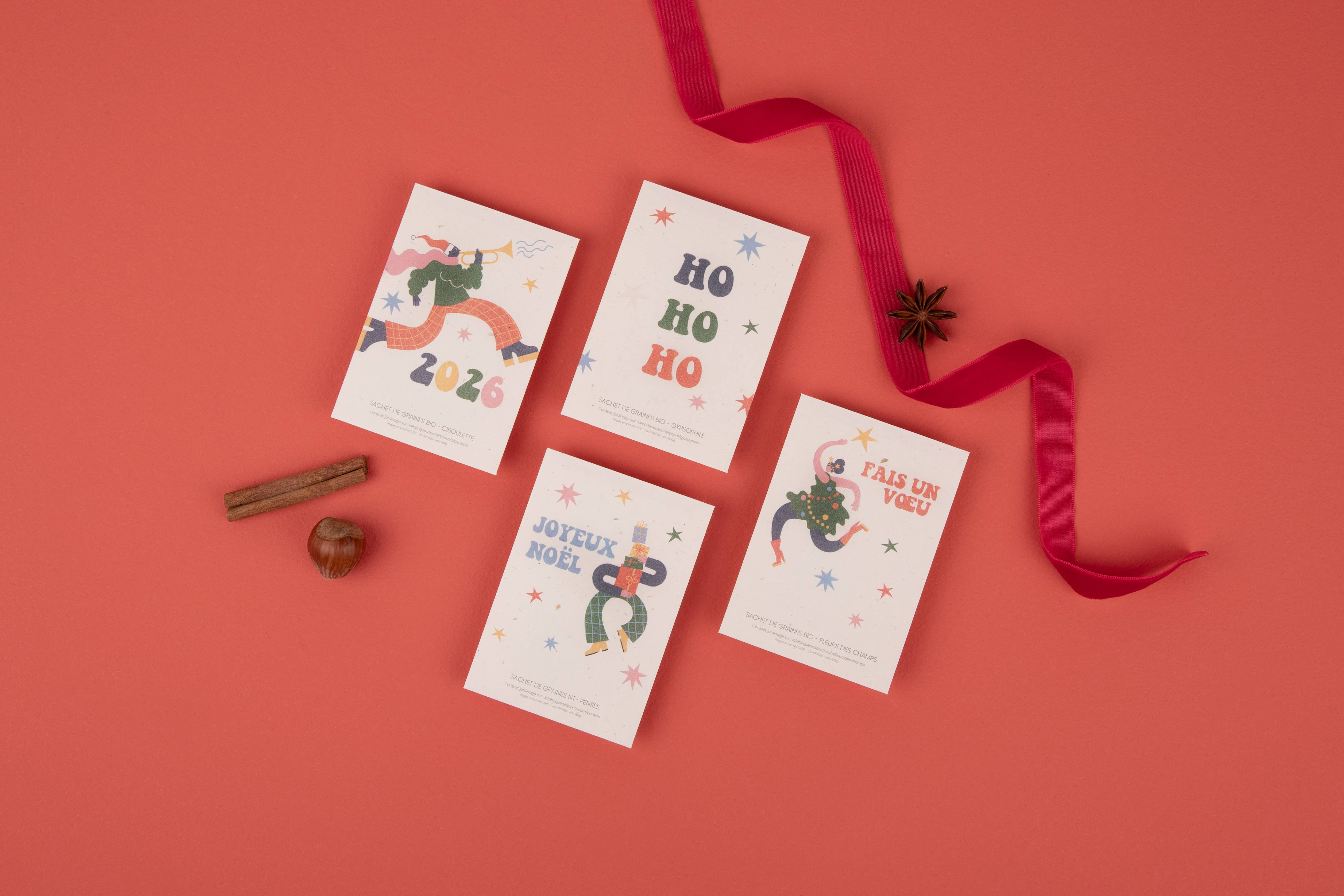 La Fabrique à Sachets - Wholesale Christmas Card - HO HO HO - Bag of Gypsophila seeds2